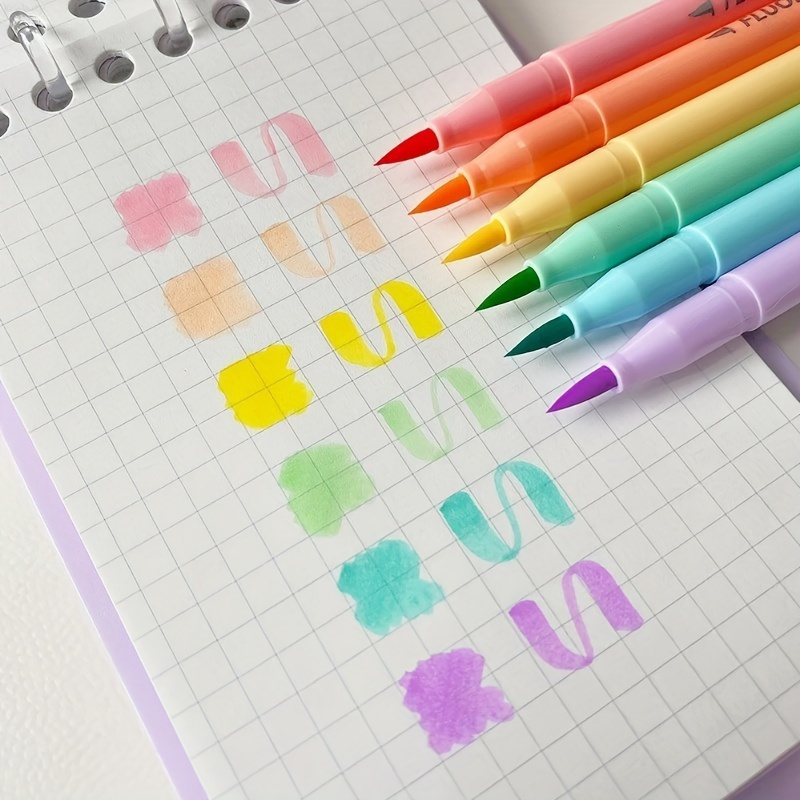 Pastel Highlighter Set Double Ended - 6 ชิ้นแปรงนุ่มปากกาเรืองแสงชุดพาสเทลเครื่องหมายสี Highlighter ปากกาประดิษฐ์ตัวอักษรสําหรับสํานักงานศิลปะนักเรียนอุปกรณ์