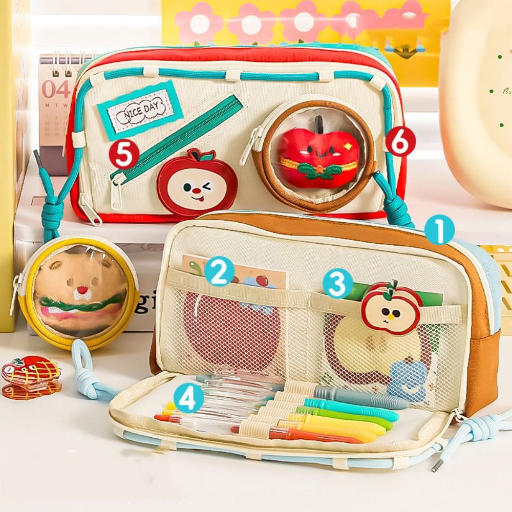 Aesthetic Large Pencil Case Pouch - ขนาดใหญ่ความจุแฮมเบอร์เกอร์ดินสอความงามอาหารอร่อยโรงเรียนกระเป๋ามัลติฟังก์ชั่แบบพกพากระเป๋าOrganizerกล่อง