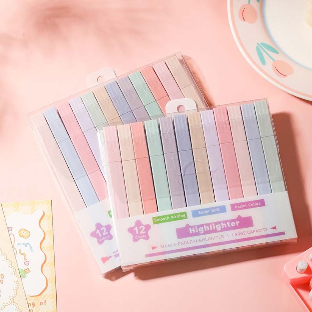 Pastel Highlighter Set Double Ended - Double Headed Highlighter ปากกาอุปกรณ์เครื่องเขียนเรืองแสง Pastel Highlighters