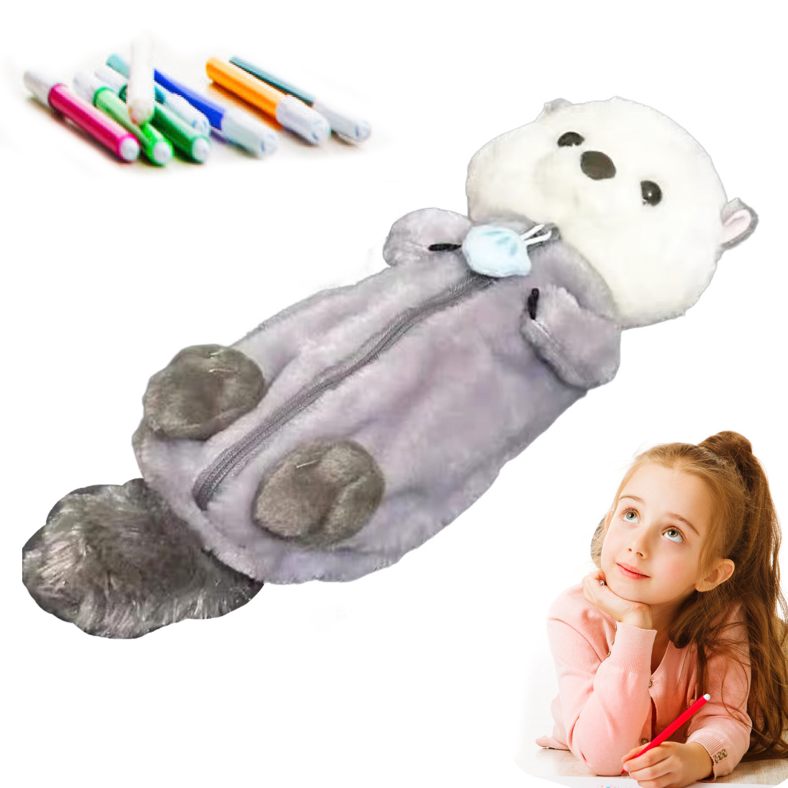 School Supplies - กระเป๋าใส่ดินสอตุ๊กตาขนนุ่มน่ารัก สไตล์เกาหลี ช่วยคลายเครียด สำหรับเด็กนักเรียน