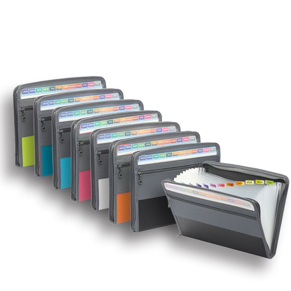 Expandable Accordion File Folder 13 Pockets - แฟ้มเอกสารพีวีซีแบบขยายได้ ขนาด A4 พร้อมซิป แฟ้มเอกสาร A4