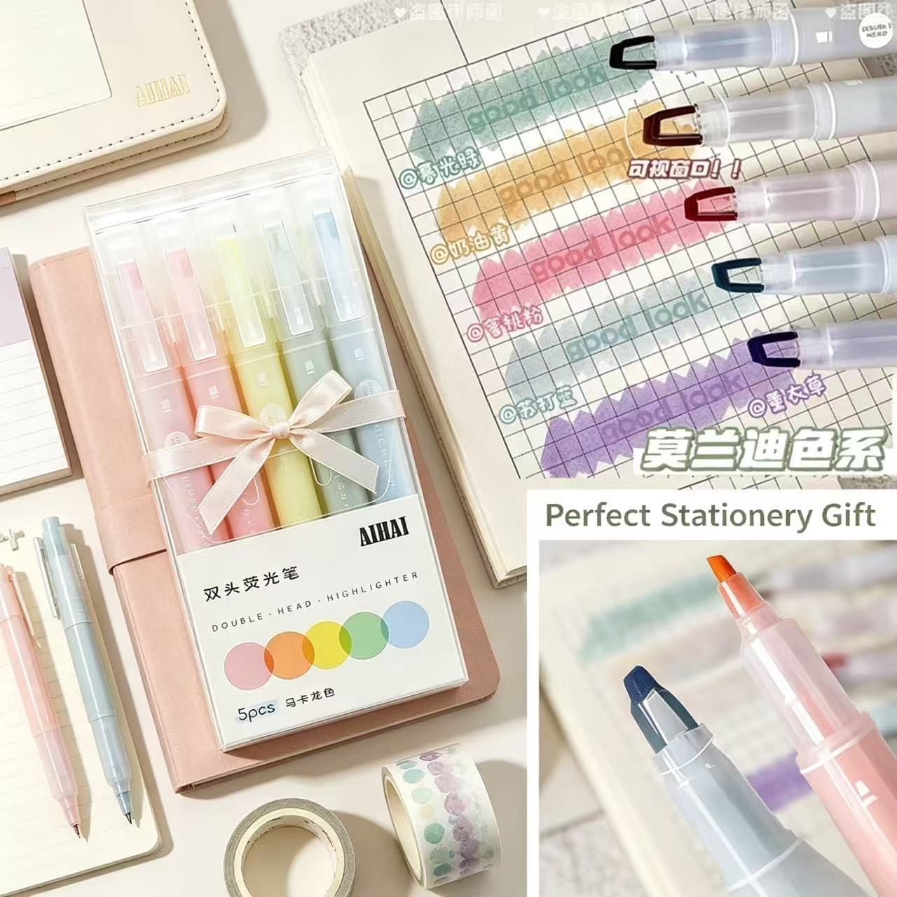 ปากกาไฮไลท์ 5-25 สี/ชุด หัวคู่ - Pastel Highlighter Set Double Ended บทวิจารณ์และราคา